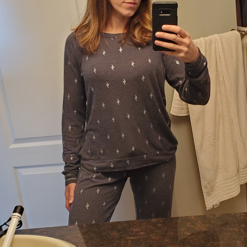 PJ Salvage grey lightning bolt pajama set Size M